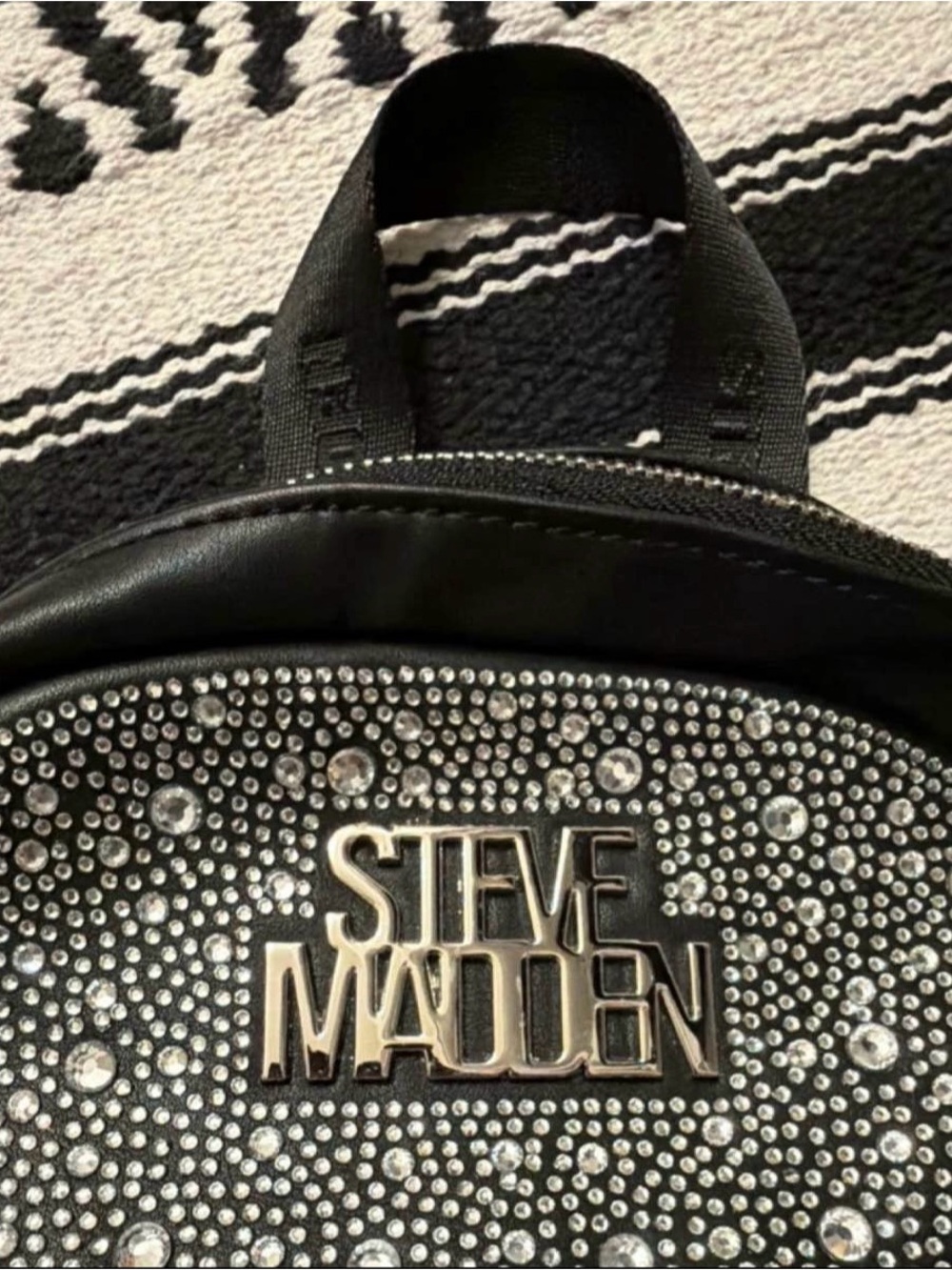 Steve Madden Black Rhinestone Mini Backpack - Picture 4 of 8